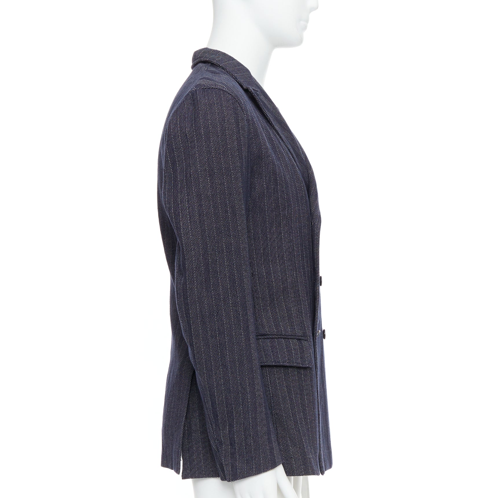 Jil Sander Navy Striped Double Blazer - 4