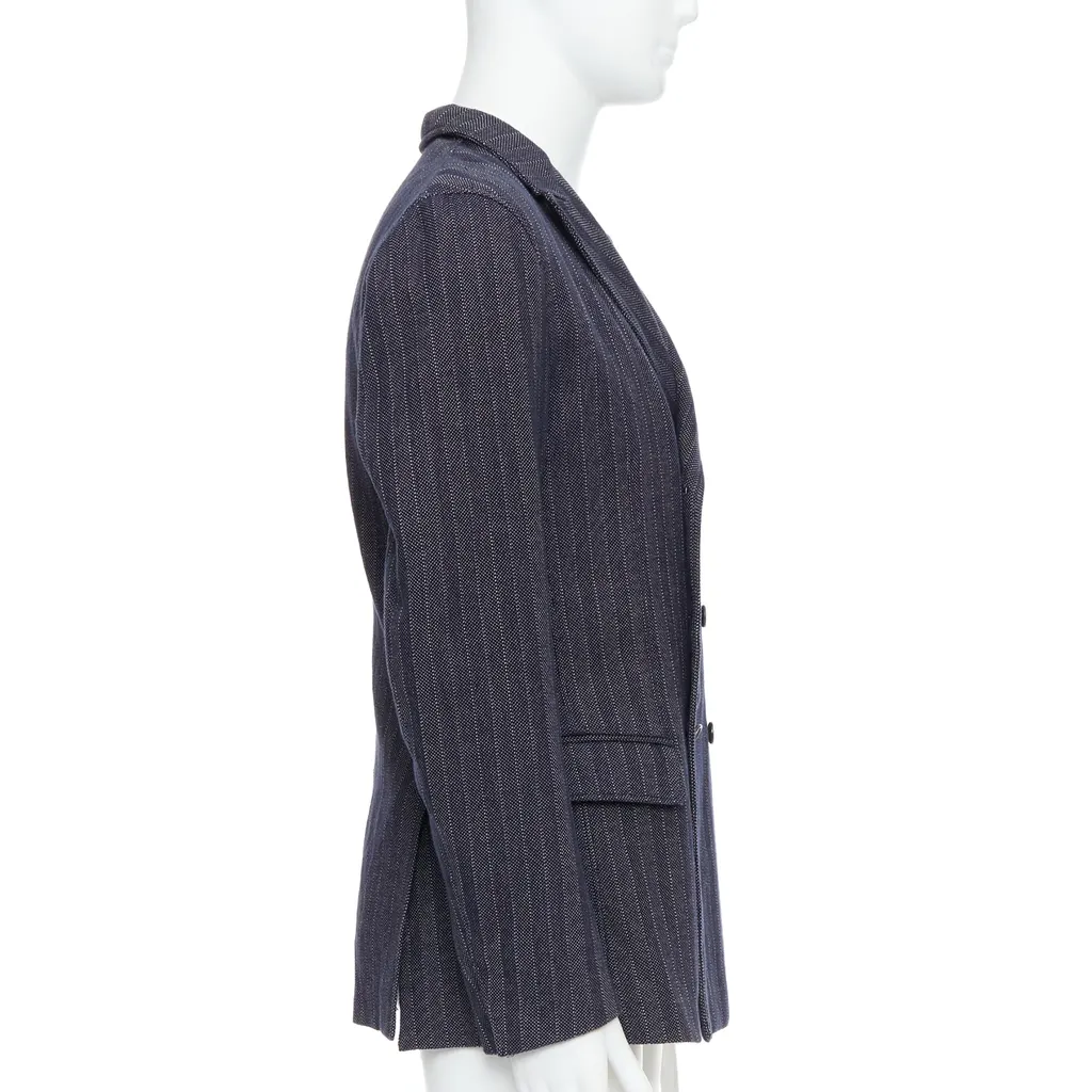 Jil Sander Navy Striped Double Blazer Navy Cotton Never worn - Model View