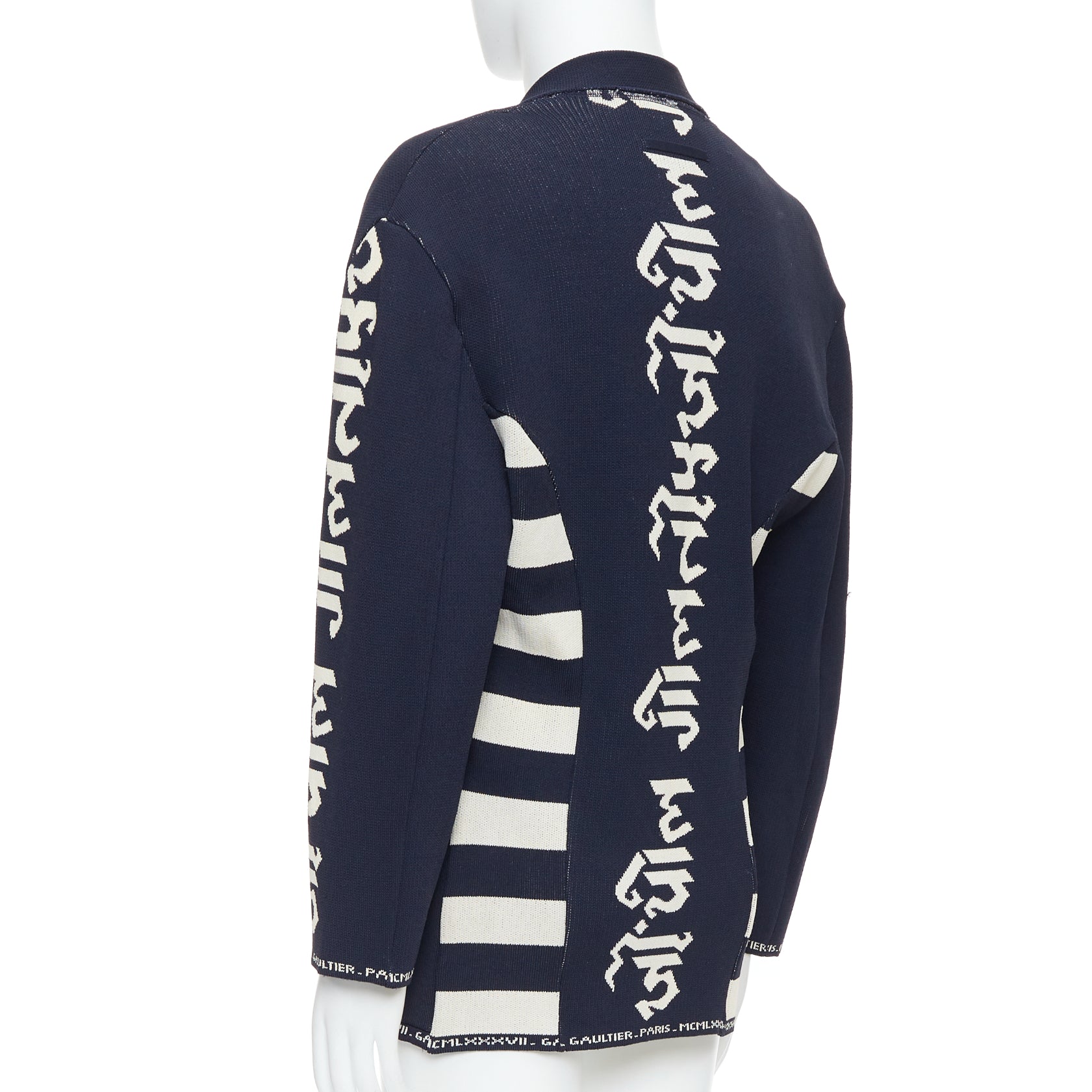 Jean Paul Gaultier Navy Graphic Knit Jacket - Detail 1