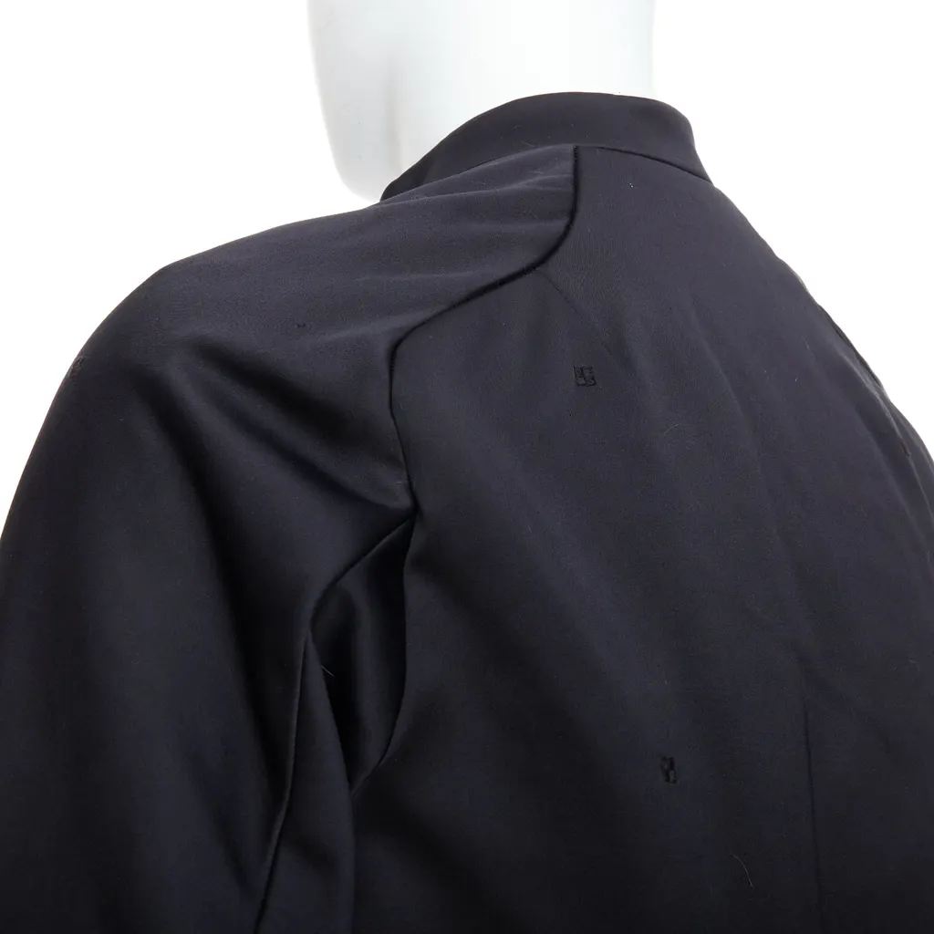 Shiatzy Chen Navy Panel Lapel Coat Black Cotton Very good - Back View