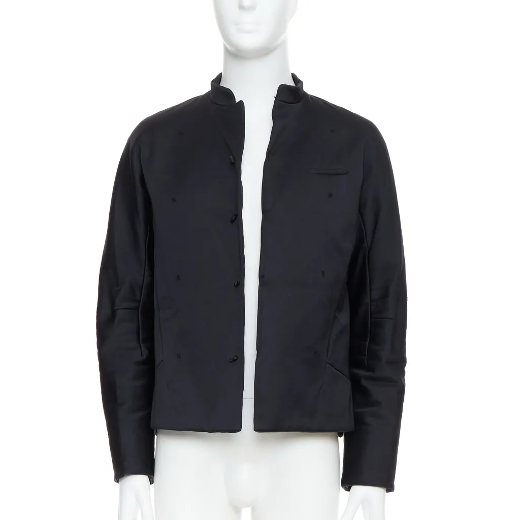 Shiatzy Chen Navy Panel Lapel Coat Black Cotton Very good - Inside View