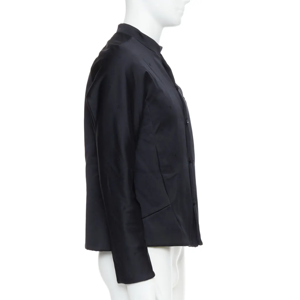 Shiatzy Chen Navy Panel Lapel Coat Black Cotton Very good - Box View