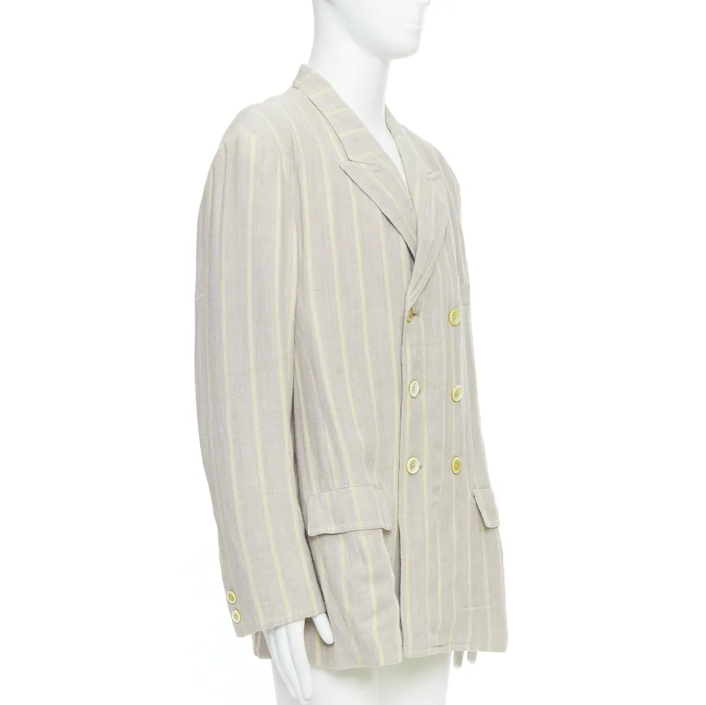 Yohji Yamamoto Grey Striped Blazer Anthracite Cotton Very good - Inside View