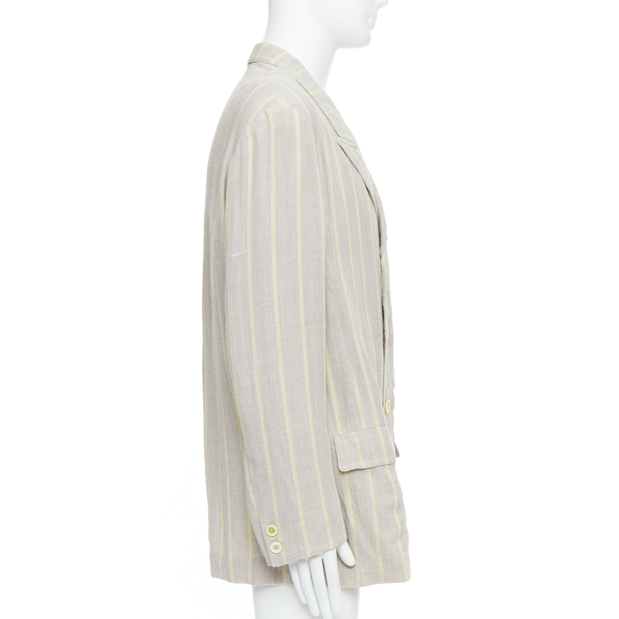 Yohji Yamamoto Grey Striped Blazer - 4