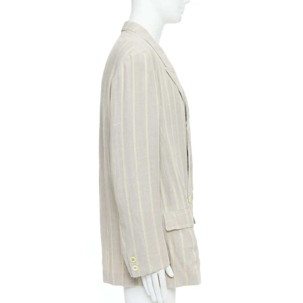 Yohji Yamamoto Grey Striped Blazer Anthracite Cotton Very good - Model View