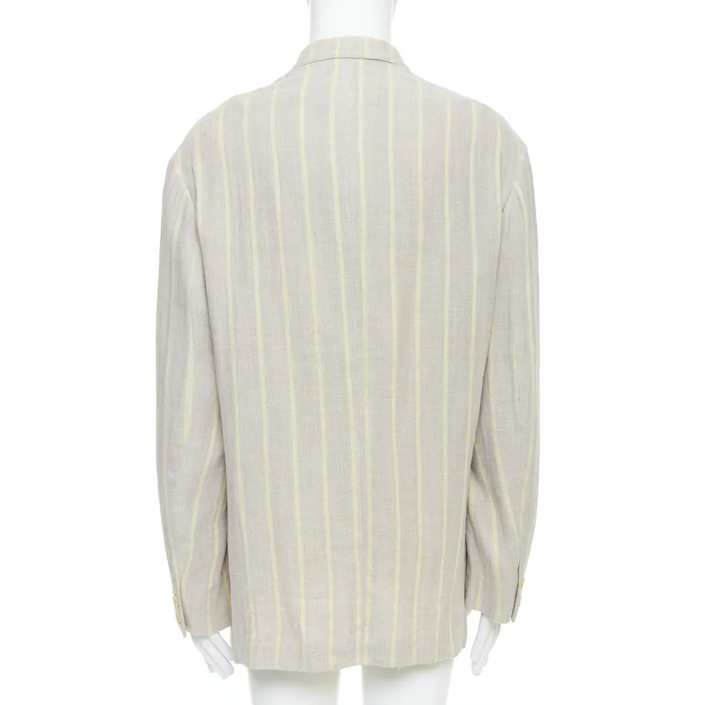 Yohji Yamamoto Grey Striped Blazer Anthracite Cotton Very good - Box View
