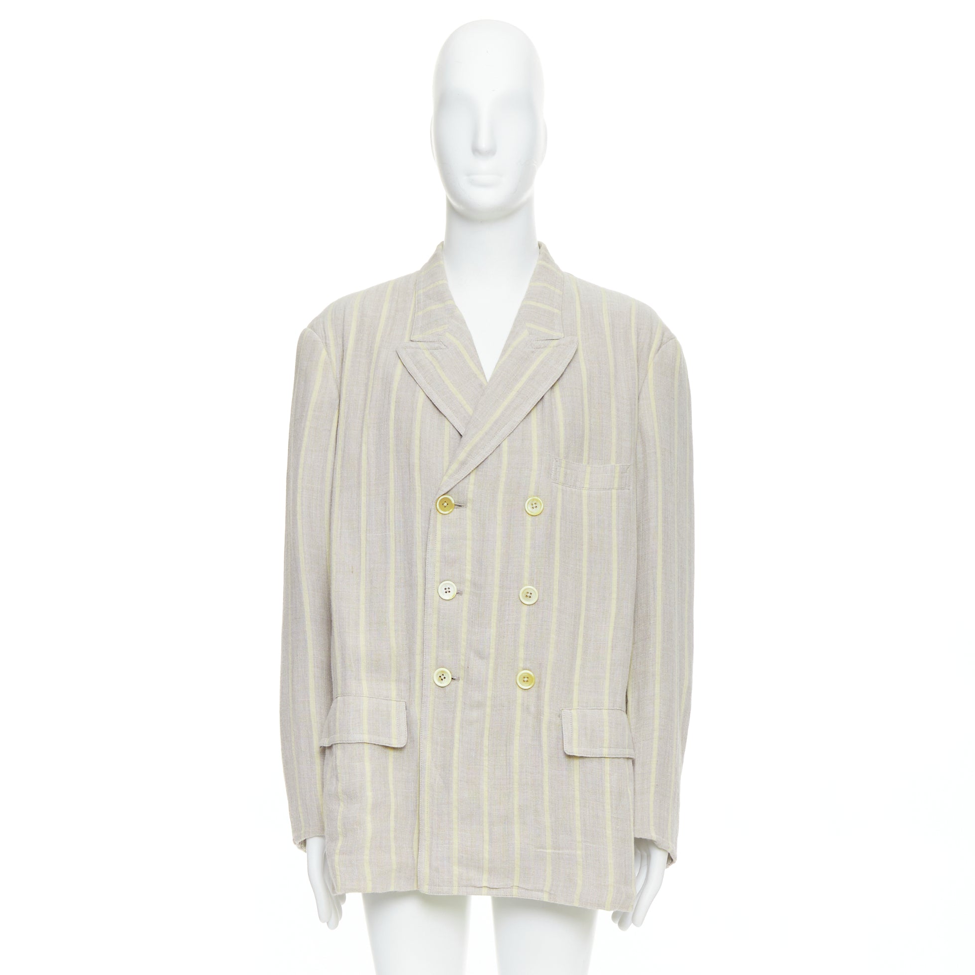 Yohji Yamamoto Grey Striped Blazer - Image 12