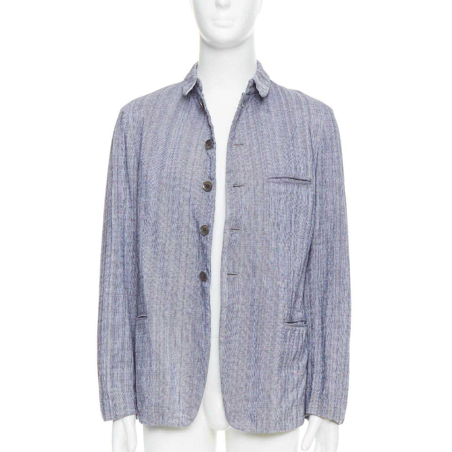 Yohji Yamamoto Blue Drawstring Blazer - Image 6