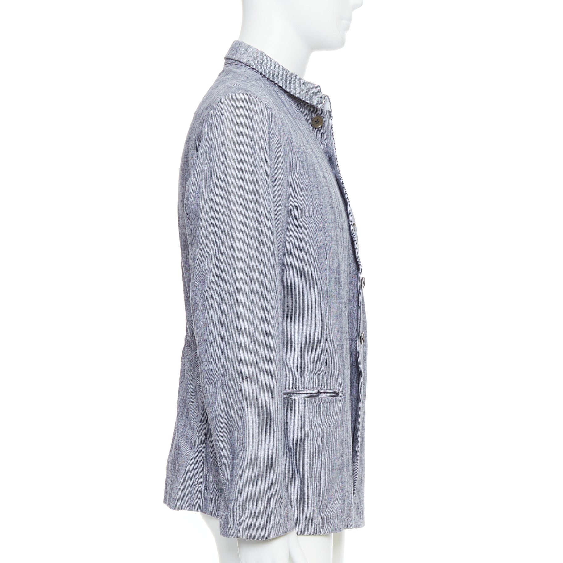 Yohji Yamamoto Blue Drawstring Blazer - Side view