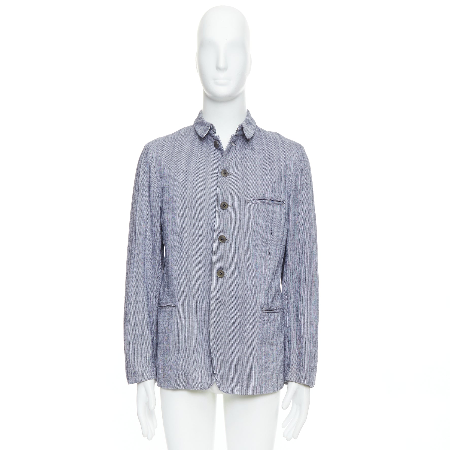 Yohji Yamamoto Blue Drawstring Blazer - Image 12