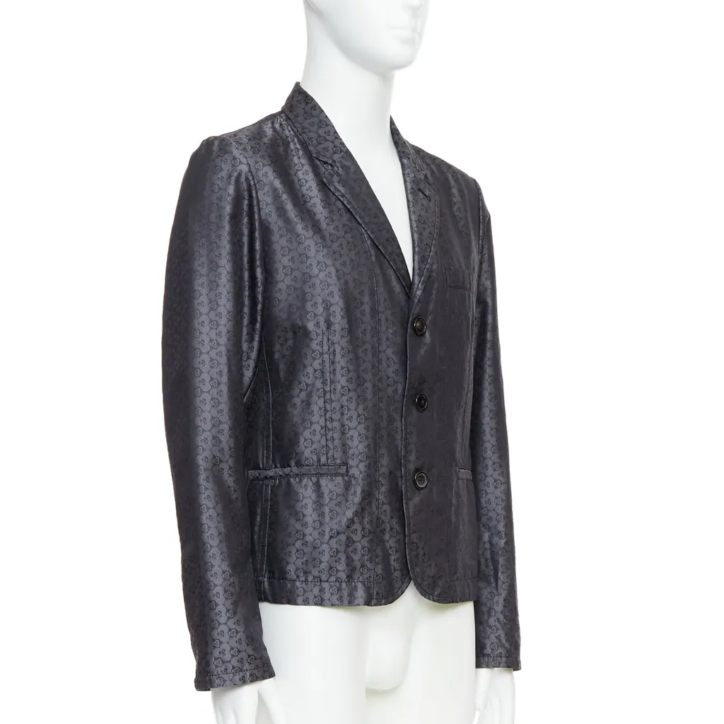 Ann Demeulemeester Grey Brocade Blazer Grey Silk Never worn - Inside View