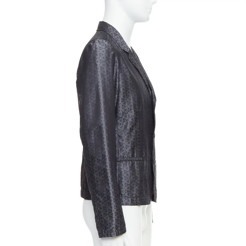Ann Demeulemeester Grey Brocade Blazer Grey Silk Never worn - Model View