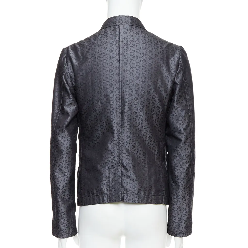 Ann Demeulemeester Grey Brocade Blazer Grey Silk Never worn - Box View
