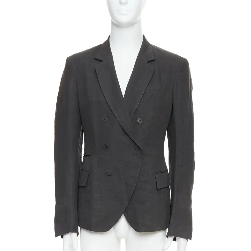 Haider Ackermann Grey Double Breasted Blazer Grey Linen Never worn - Front View