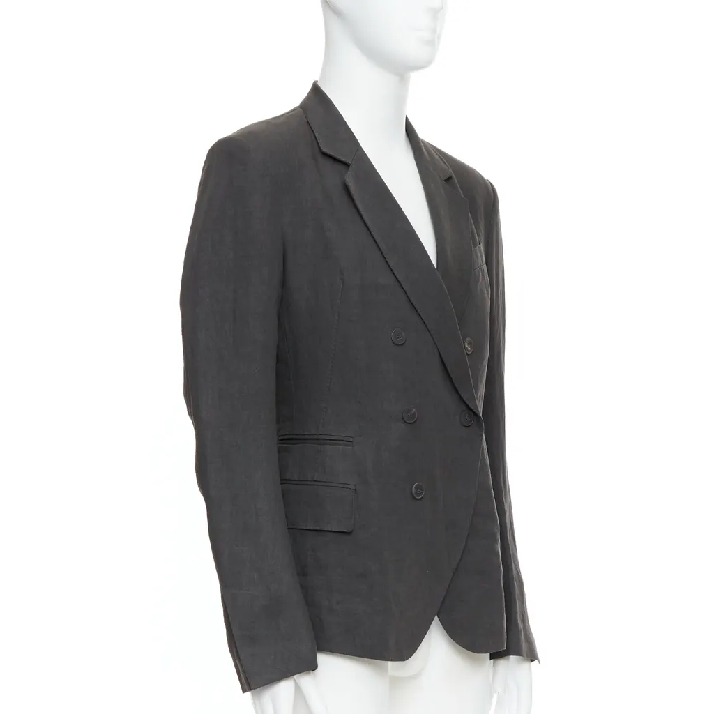 Haider Ackermann Grey Double Breasted Blazer Grey Linen Never worn - Inside View