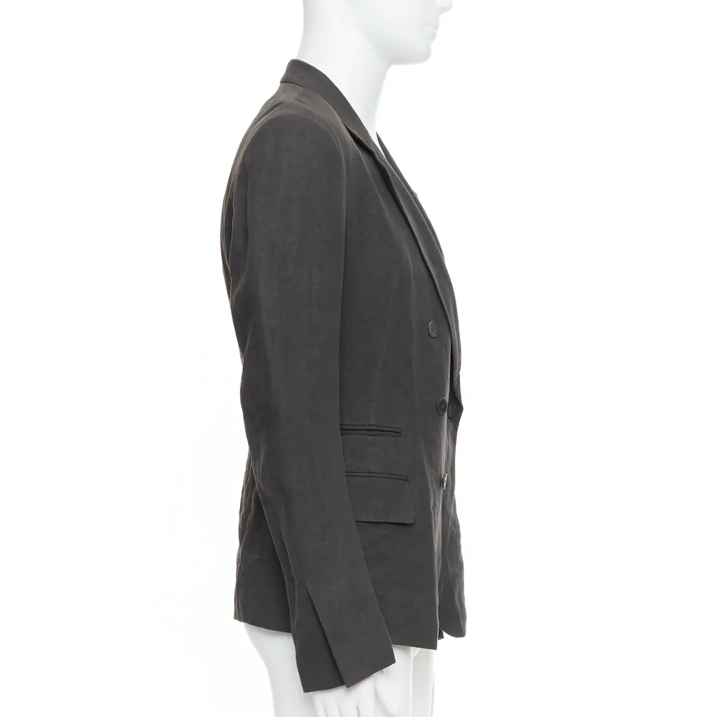 Haider Ackermann Grey Double Breasted Blazer Grey Linen Never worn - Model View