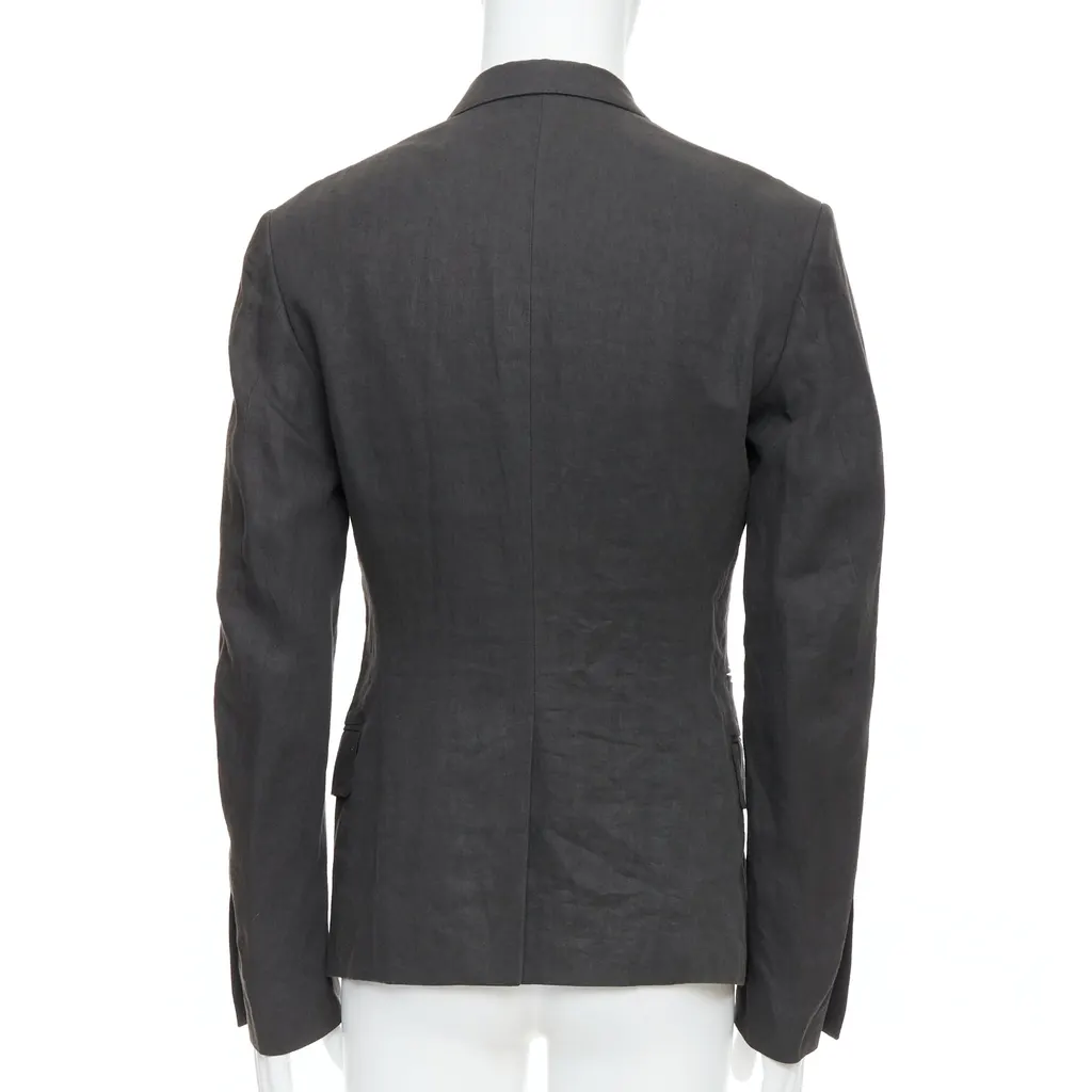 Haider Ackermann Grey Double Breasted Blazer Grey Linen Never worn - Box View