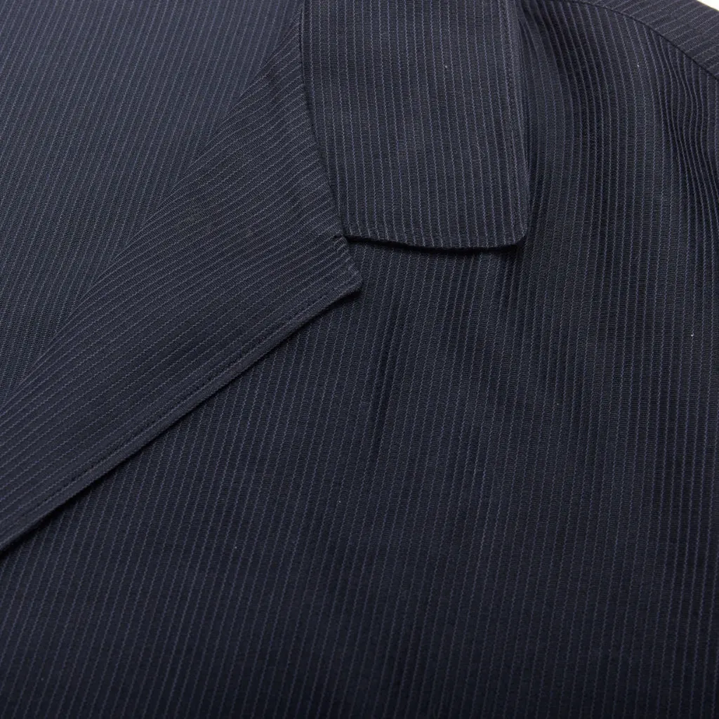 Yohji Yamamoto Navy Cropped Stripe Blazer Navy Cotton Very good - Back View