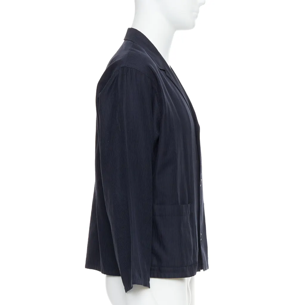 Yohji Yamamoto Navy Cropped Stripe Blazer Navy Cotton Very good - Model View