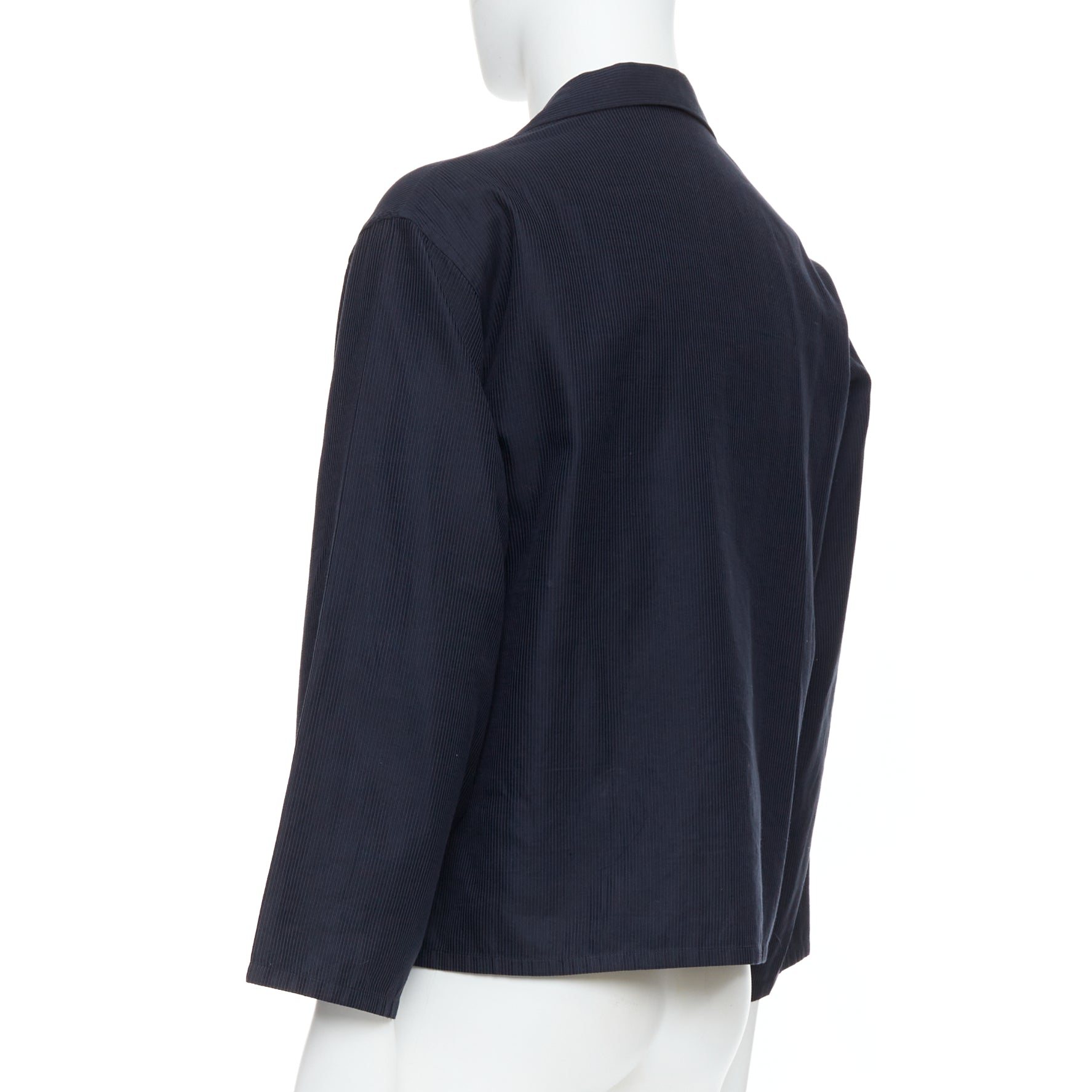 Yohji Yamamoto Navy Cropped Stripe Blazer - Detail 1
