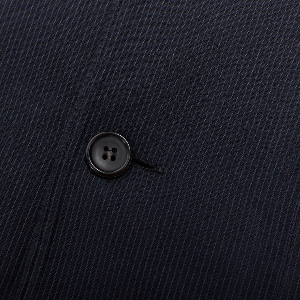 Yohji Yamamoto Navy Cropped Stripe Blazer - Image 10