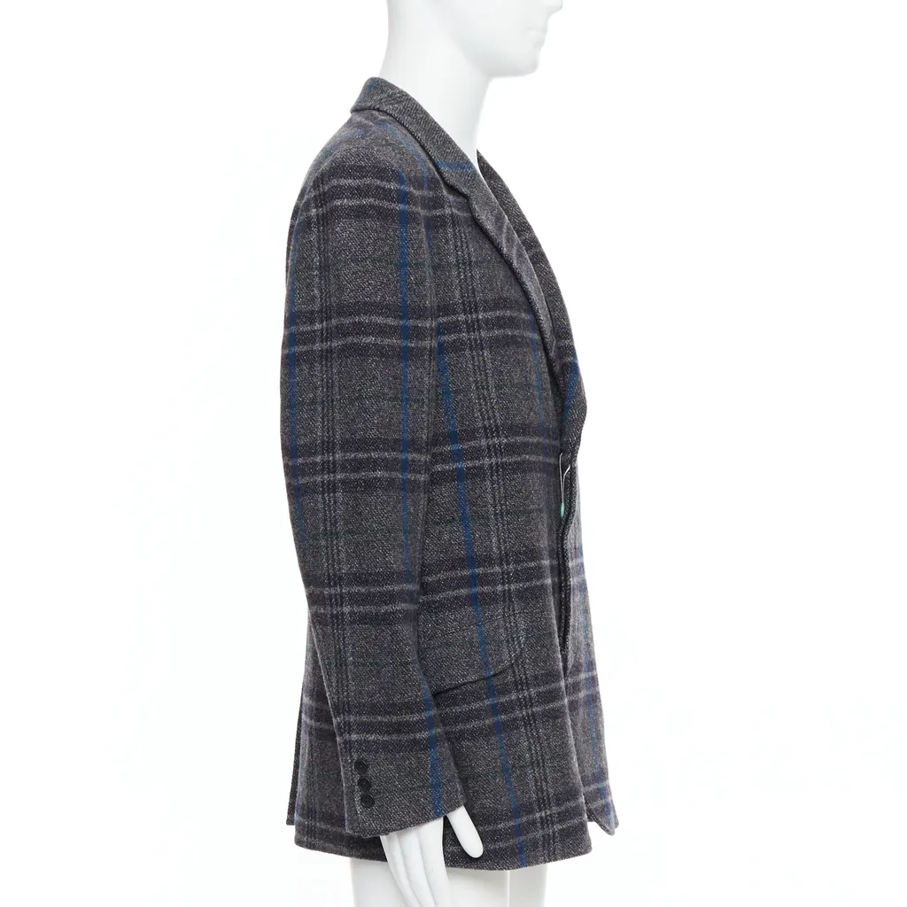 Yohji Yamamoto Black Nylon Anorak Coat Grey Wool Never worn, with tag - Model View