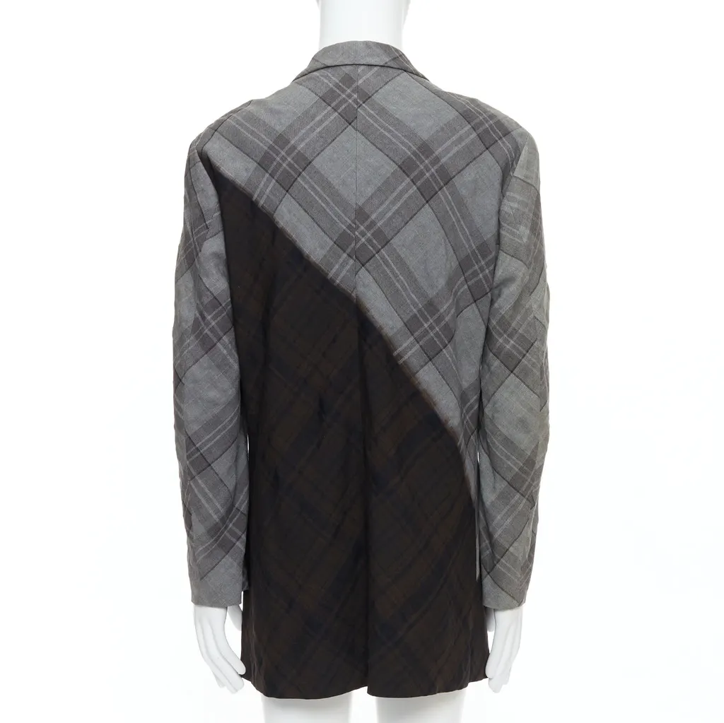 Yohji Yamamoto Gradient Check Blazer Grey Wool Very good - Box View