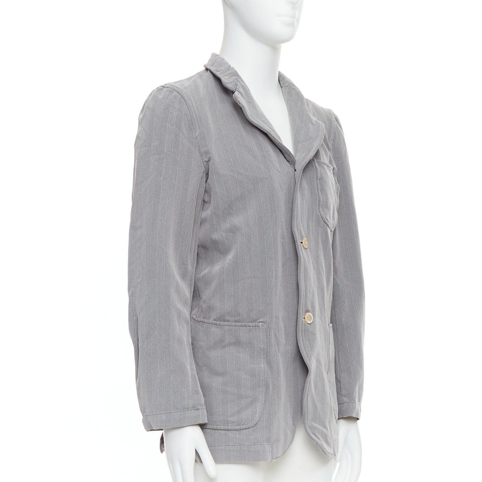 Comme Des Garcons Grey Crinkle Blazer - Image 6