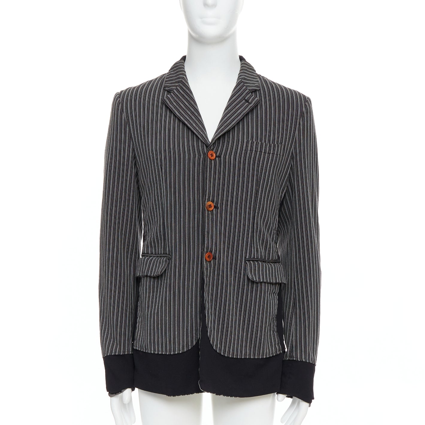 Comme Des Garcons Grey Striped Blazer