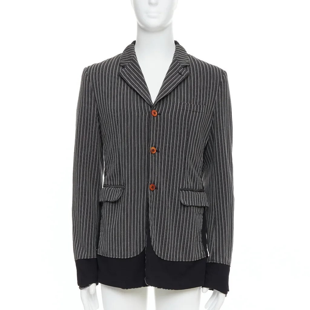 Comme Des Garcons Grey Striped Blazer Grey Wool Very good - Front View