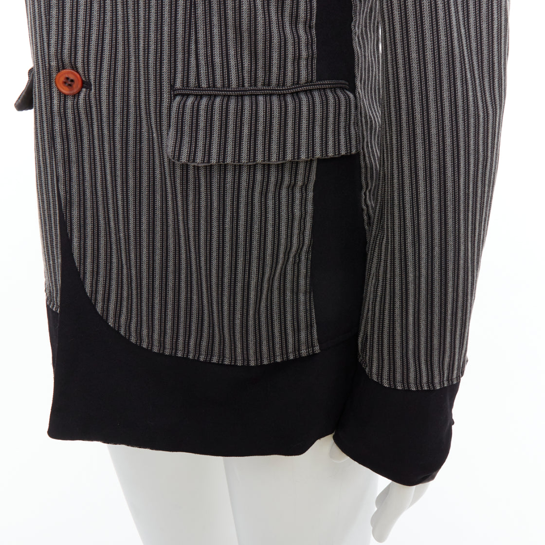 Comme Des Garcons Grey Striped Blazer - Back view