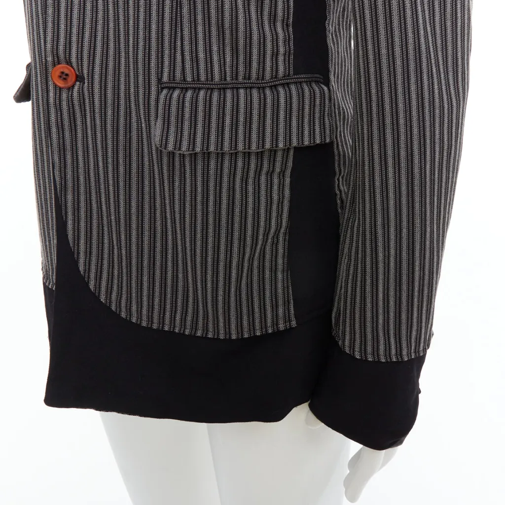 Comme Des Garcons Grey Striped Blazer Grey Wool Very good - Back View