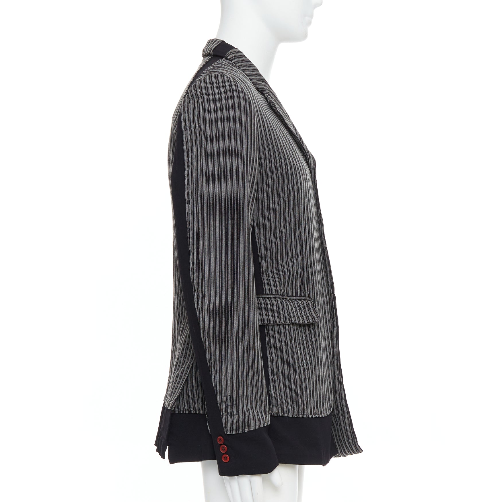 Comme Des Garcons Grey Striped Blazer - 4
