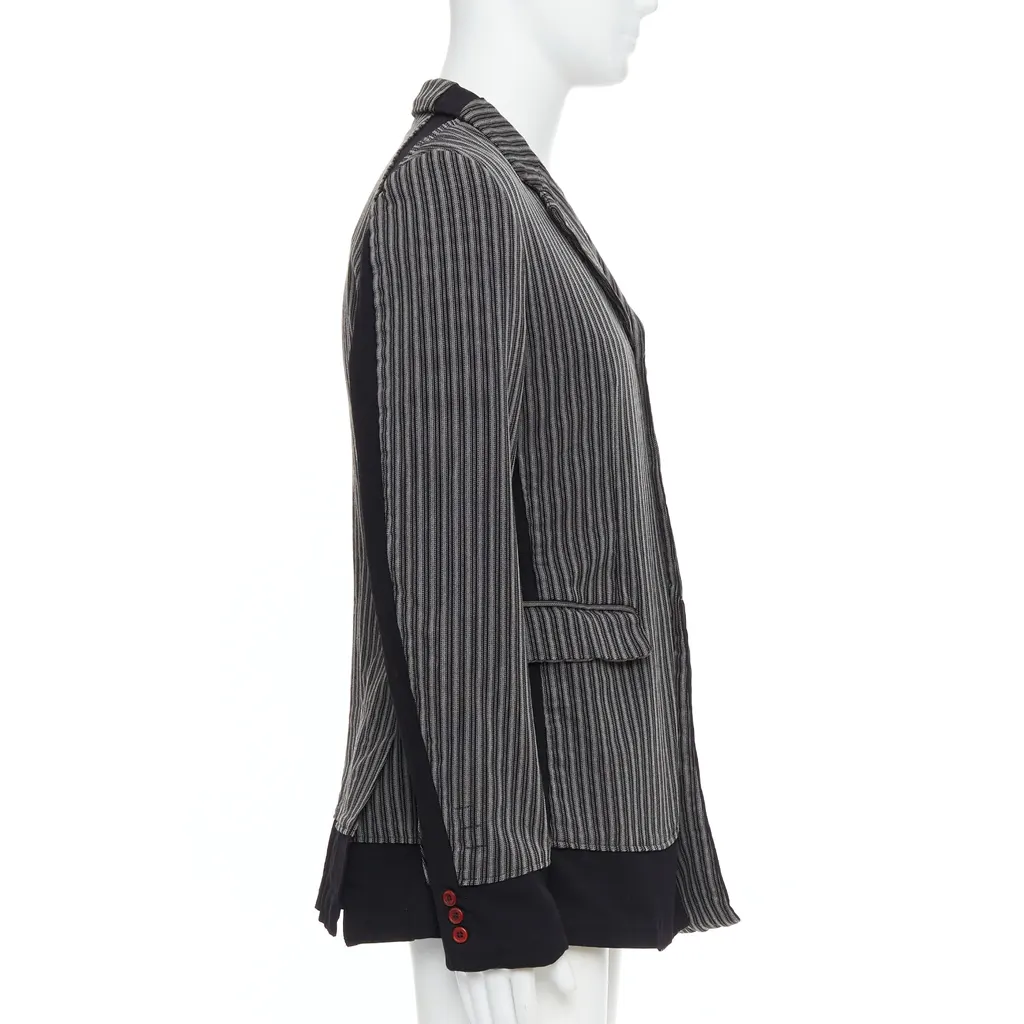 Comme Des Garcons Grey Striped Blazer Grey Wool Very good - Model View