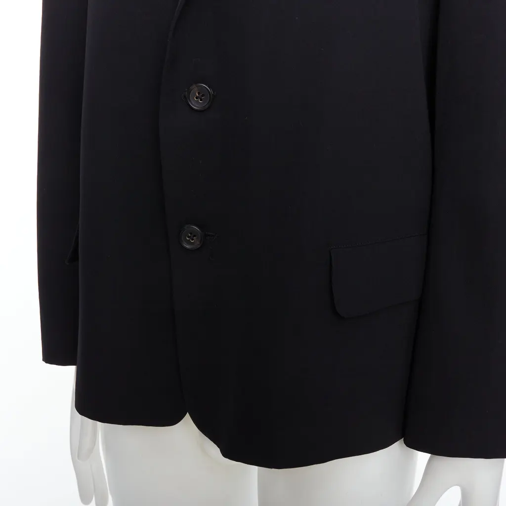Yohji Yamamoto Black Oversized Blazer Black Wool Good - Back View