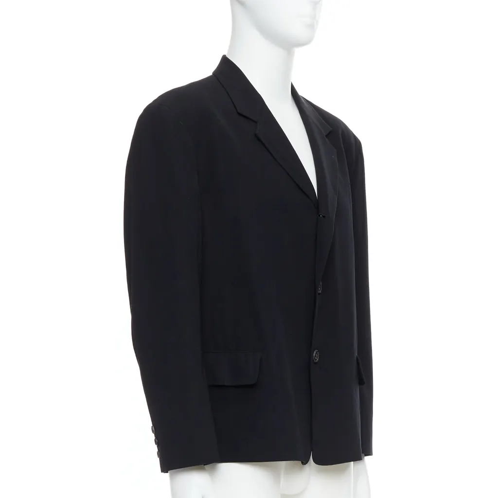 Yohji Yamamoto Black Oversized Blazer Black Wool Good - Inside View