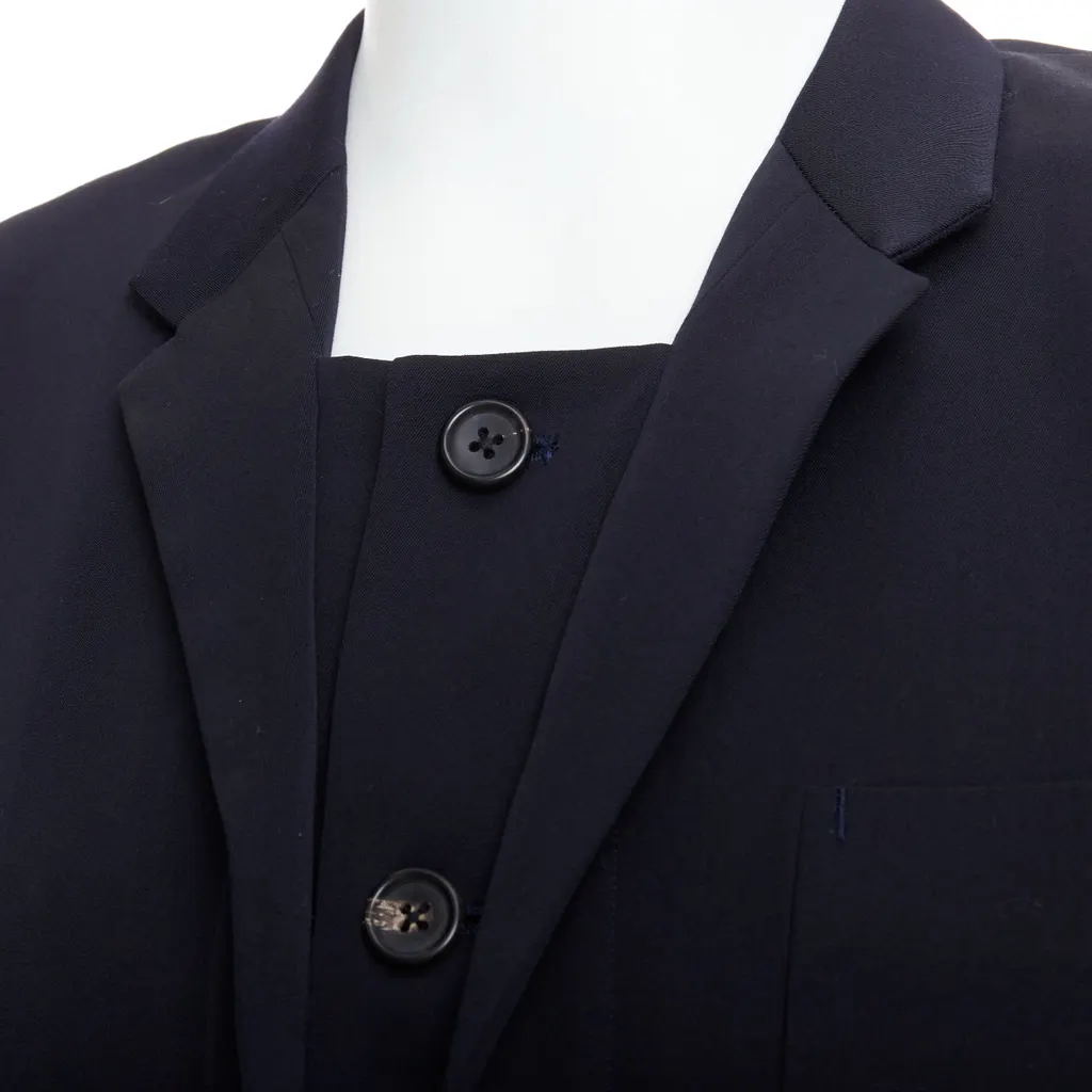 Yohji Yamamoto Black Deconstructed Blazer Black Wool Very good - Back View
