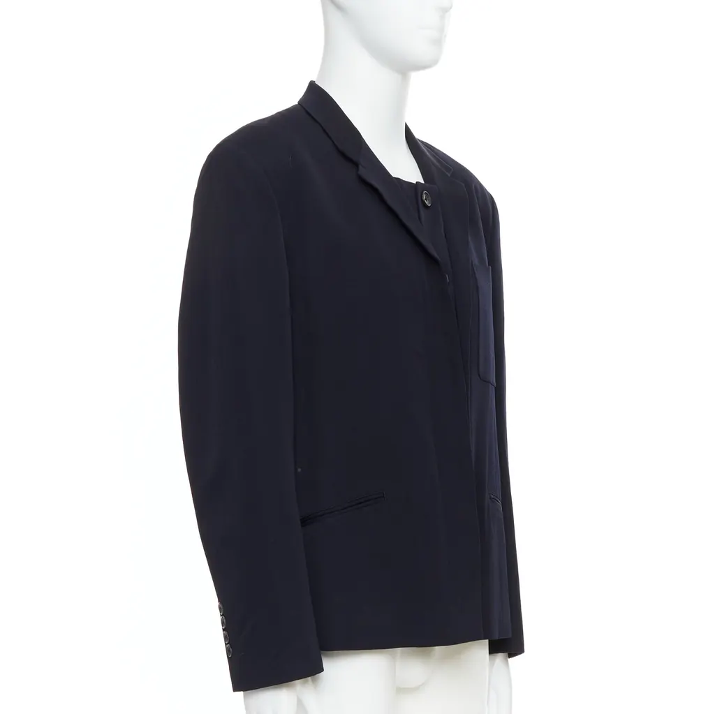 Yohji Yamamoto Black Deconstructed Blazer Black Wool Very good - Model View
