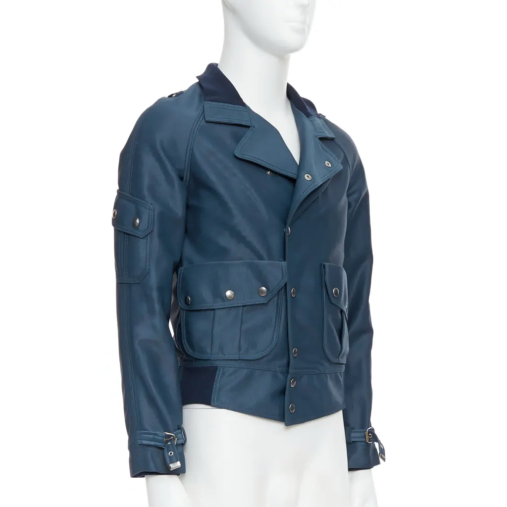 Balenciaga Green Check Overshirt Blue Polyester Very good - Model View
