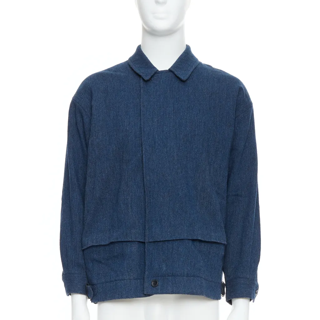 Yohji Yamamoto Blue Wool Zip Bomber Blue Wool Good - Front View