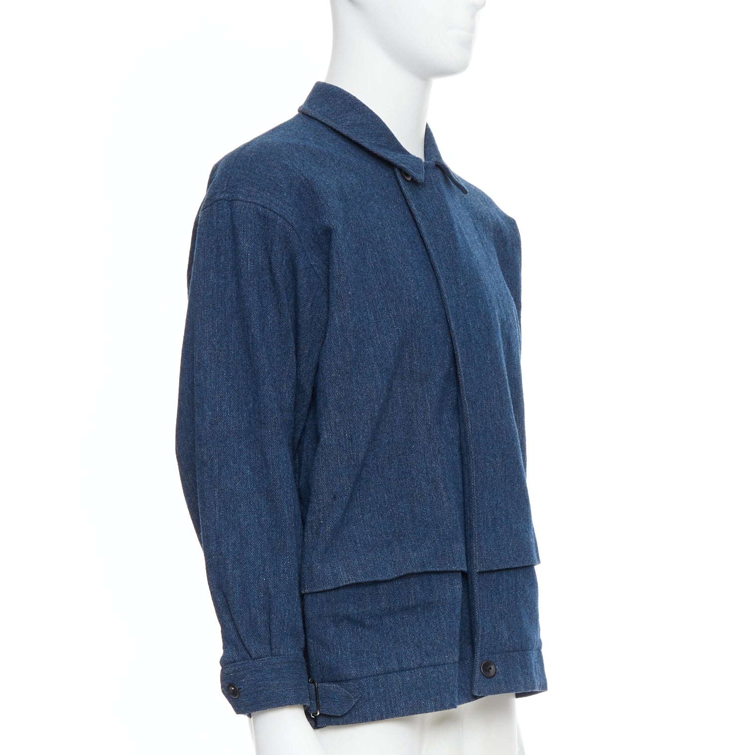 Yohji Yamamoto Blue Wool Zip Bomber - Image 6