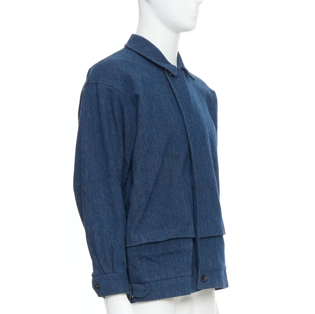 Yohji Yamamoto Blue Wool Zip Bomber Blue Wool Good - Inside View