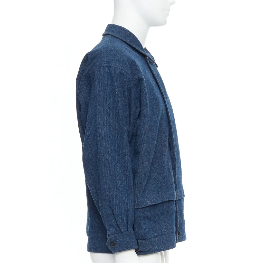 Yohji Yamamoto Blue Wool Zip Bomber Blue Wool Good - Model View