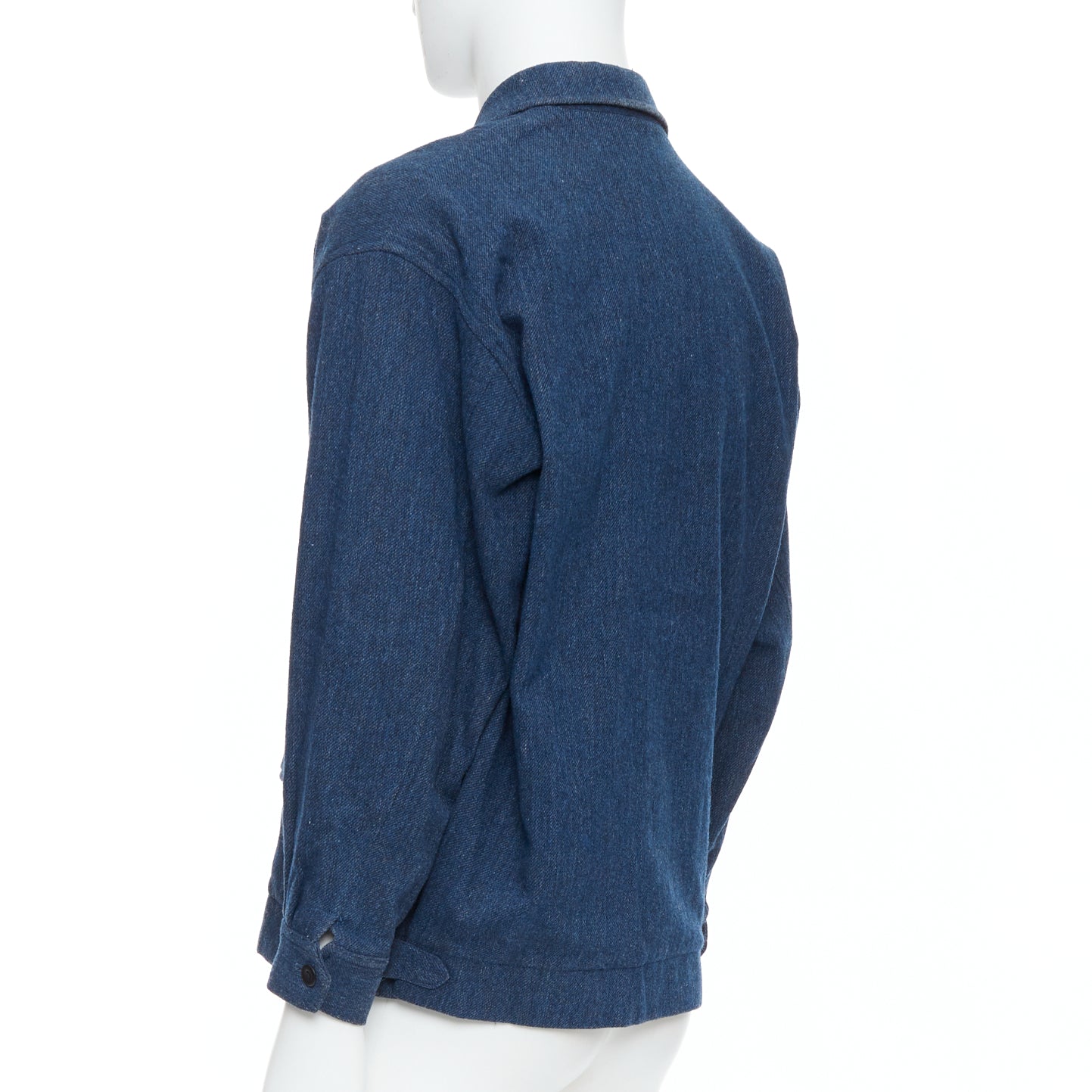 Yohji Yamamoto Blue Wool Zip Bomber - Detail 1