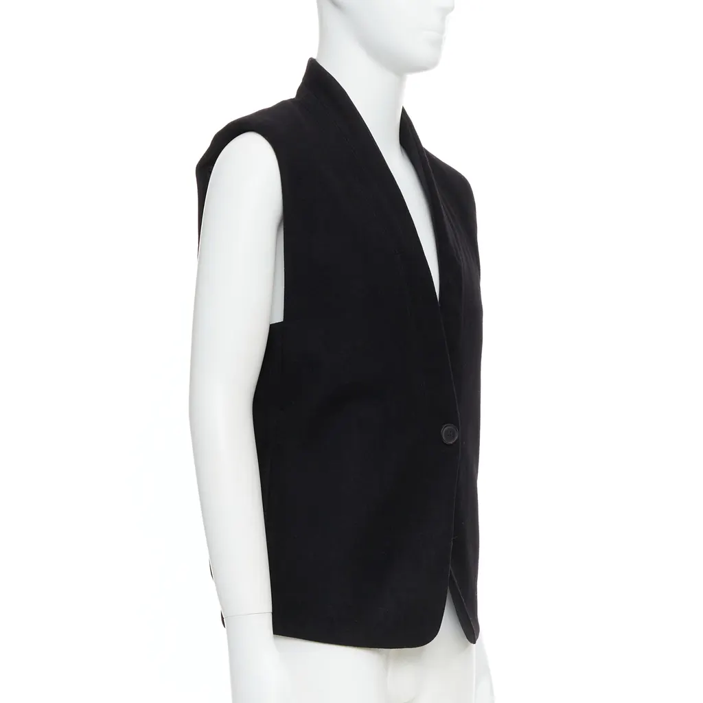 Lemaire Topstitch Waistcoat Vest Black Wool Very good - Inside View