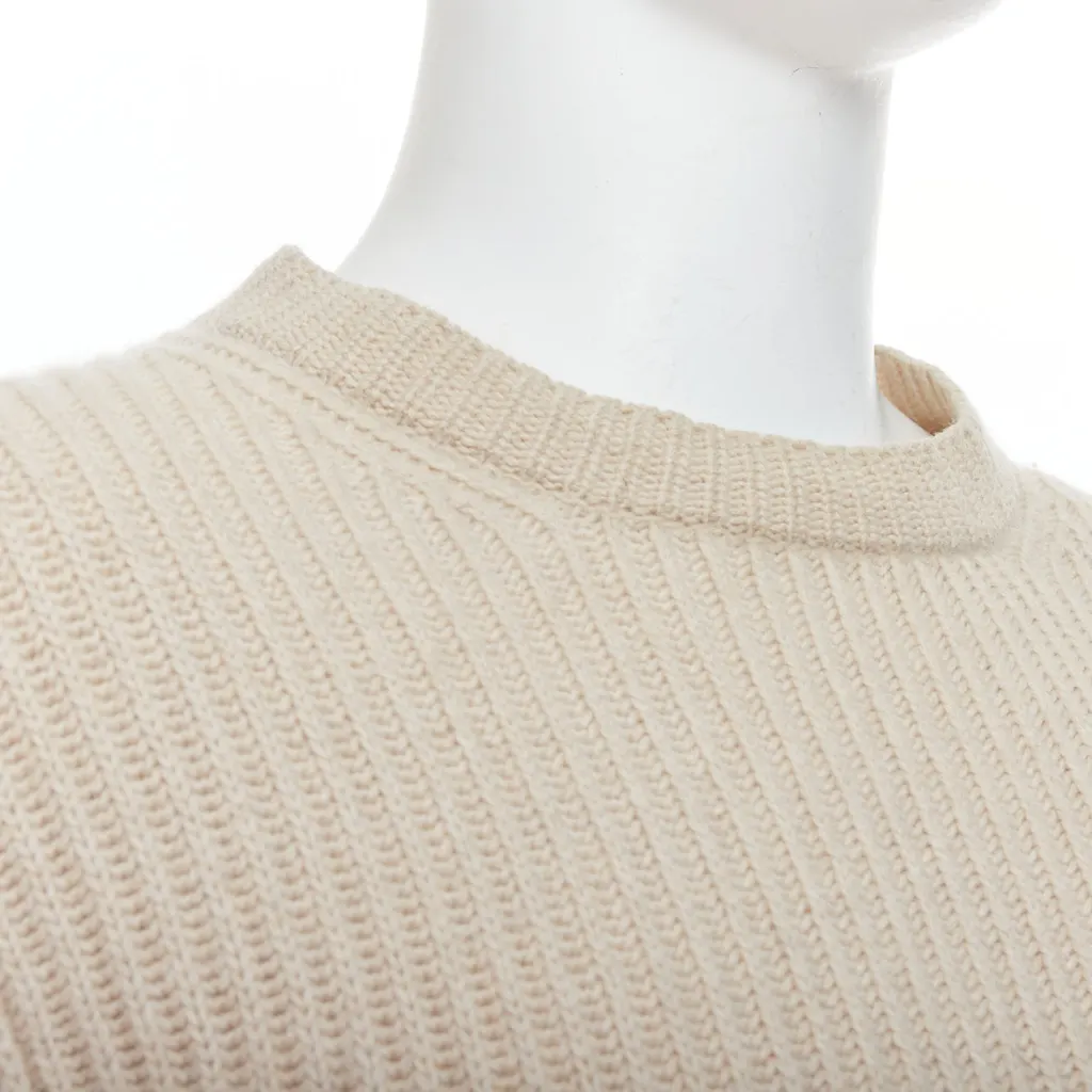 Ermenegildo Zegna Panelled Rib Sweater Beige Cashmere Good - Back View