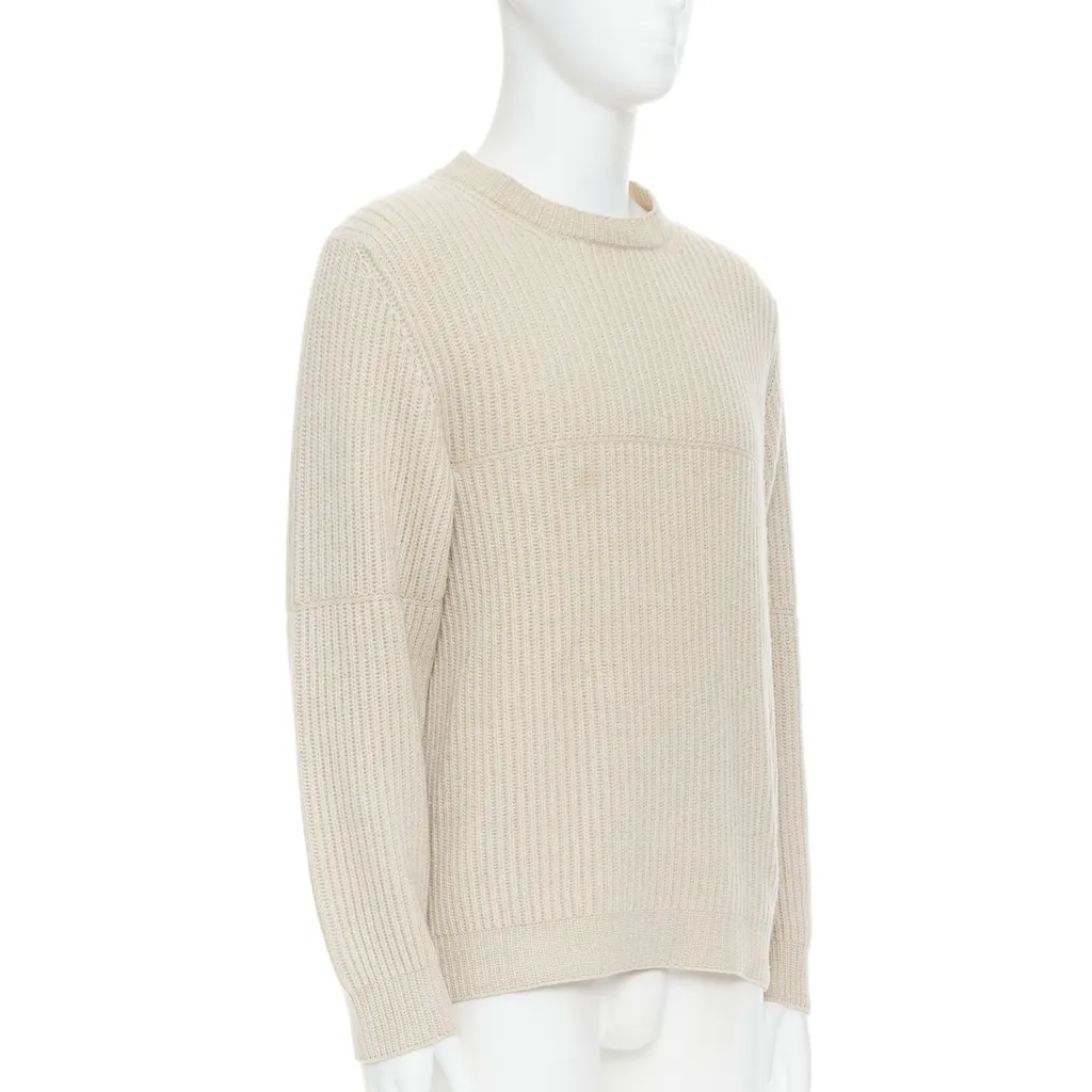Ermenegildo Zegna Panelled Rib Sweater Beige Cashmere Good - Inside View