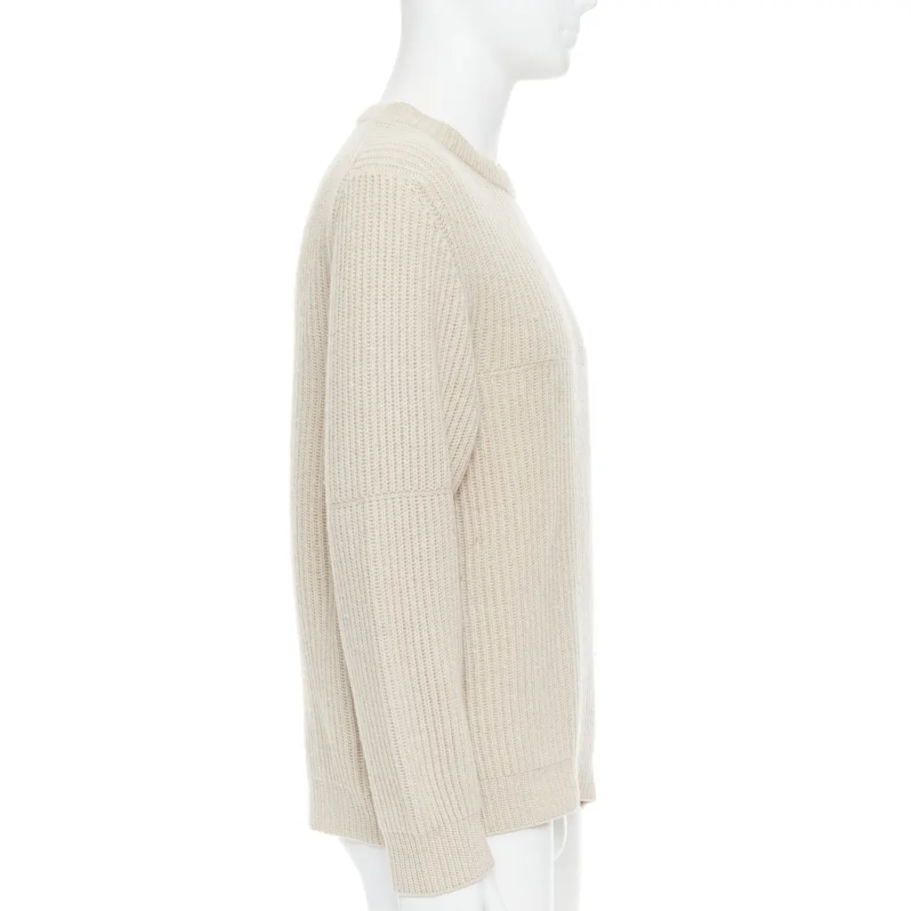 Ermenegildo Zegna Panelled Rib Sweater Beige Cashmere Good - Model View