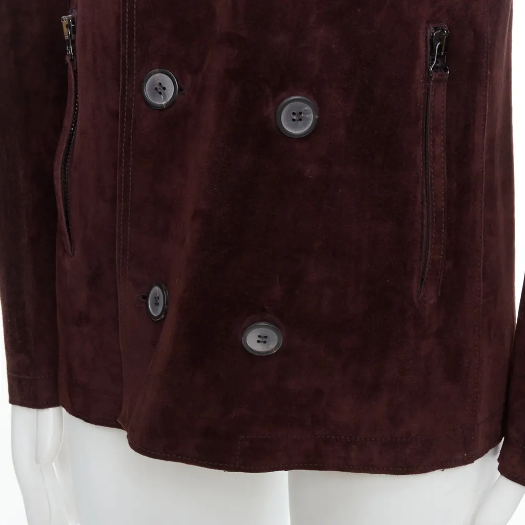 Lanvin Brown Suede Double Jacket Brown Leather Good - Back View