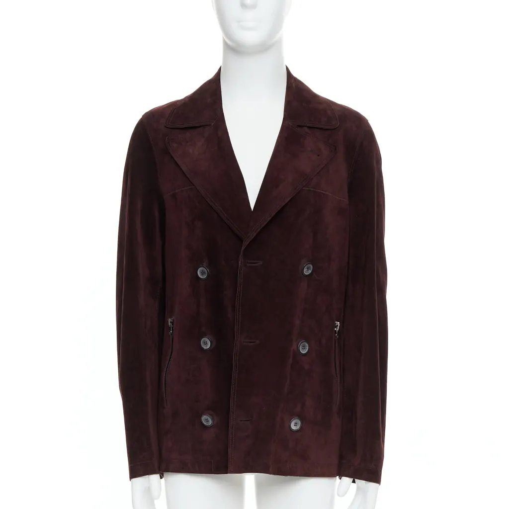 Lanvin Brown Suede Double Jacket Brown Leather Good - Inside View